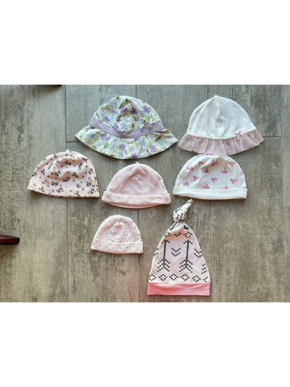 Lot Set of 7 Baby Girl Hat Skullie Cap Cute Beanie Boho NEW Mixed Brands & Sizes